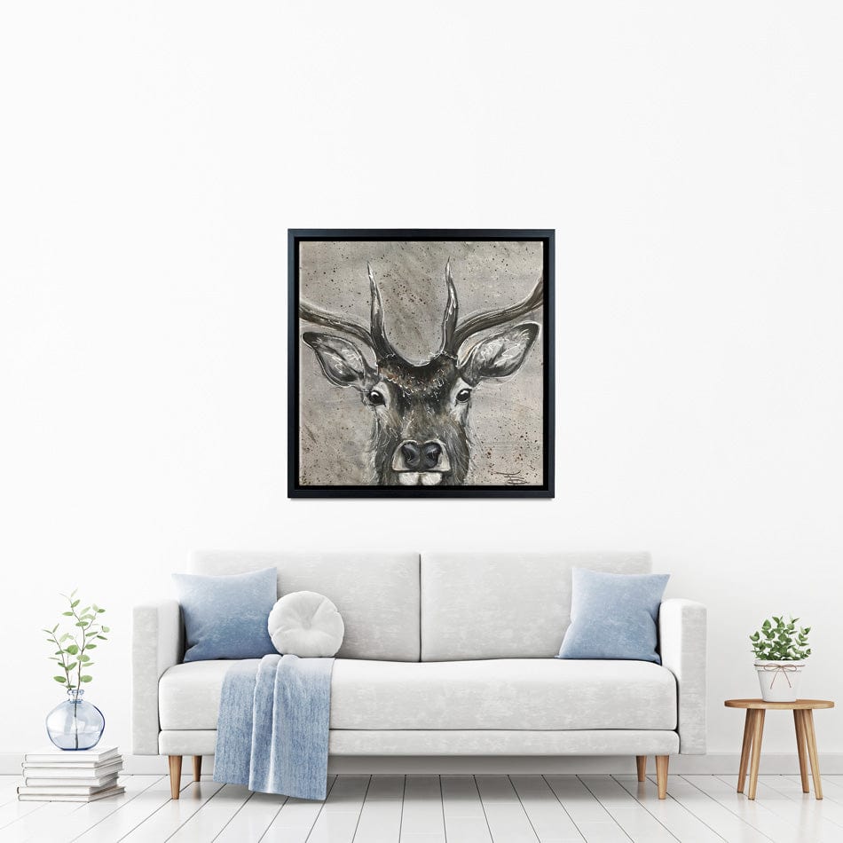 Stag Splash Square Canvas Print wall art product Jane Brookshaw