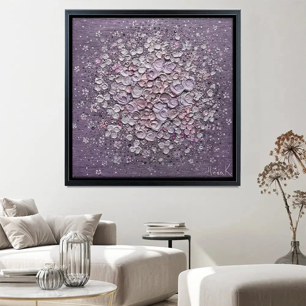 Starry Blossom Purple Square Canvas Print Starry Blossom Purple Square Canvas Print wall art product Nada Khatib
