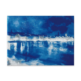 Starry Night City Waterfront Canvas Print Starry Night City Waterfront Canvas Print wall art product Chromatic Storm Studio