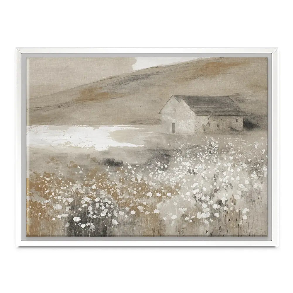 Stone Barn Wildflower Meadow Canvas Print Stone Barn Wildflower Meadow Canvas Print wall art product Chromatic Storm Studio