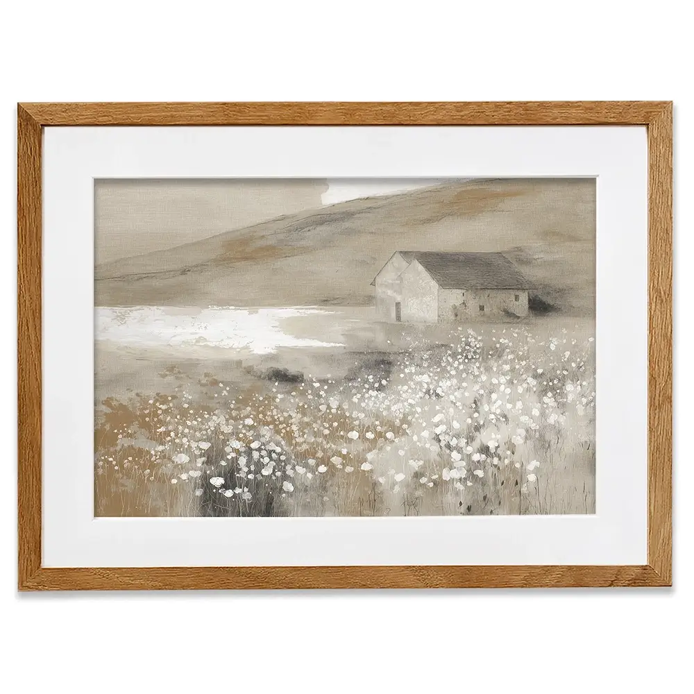 Stone Barn Wildflower Meadow Framed Art Print Stone Barn Wildflower Meadow Framed Art Print wall art product Chromatic Storm Studio