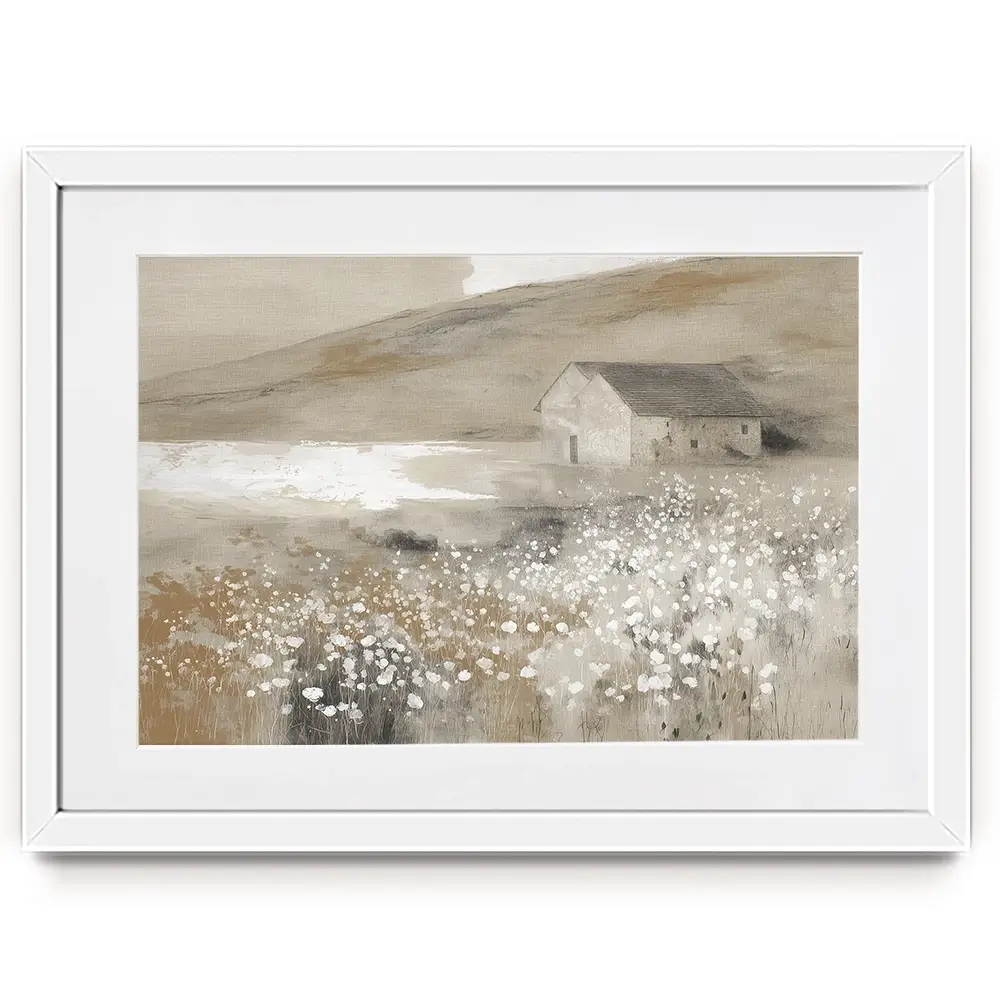 Stone Barn Wildflower Meadow Framed Art Print Stone Barn Wildflower Meadow Framed Art Print wall art product Chromatic Storm Studio