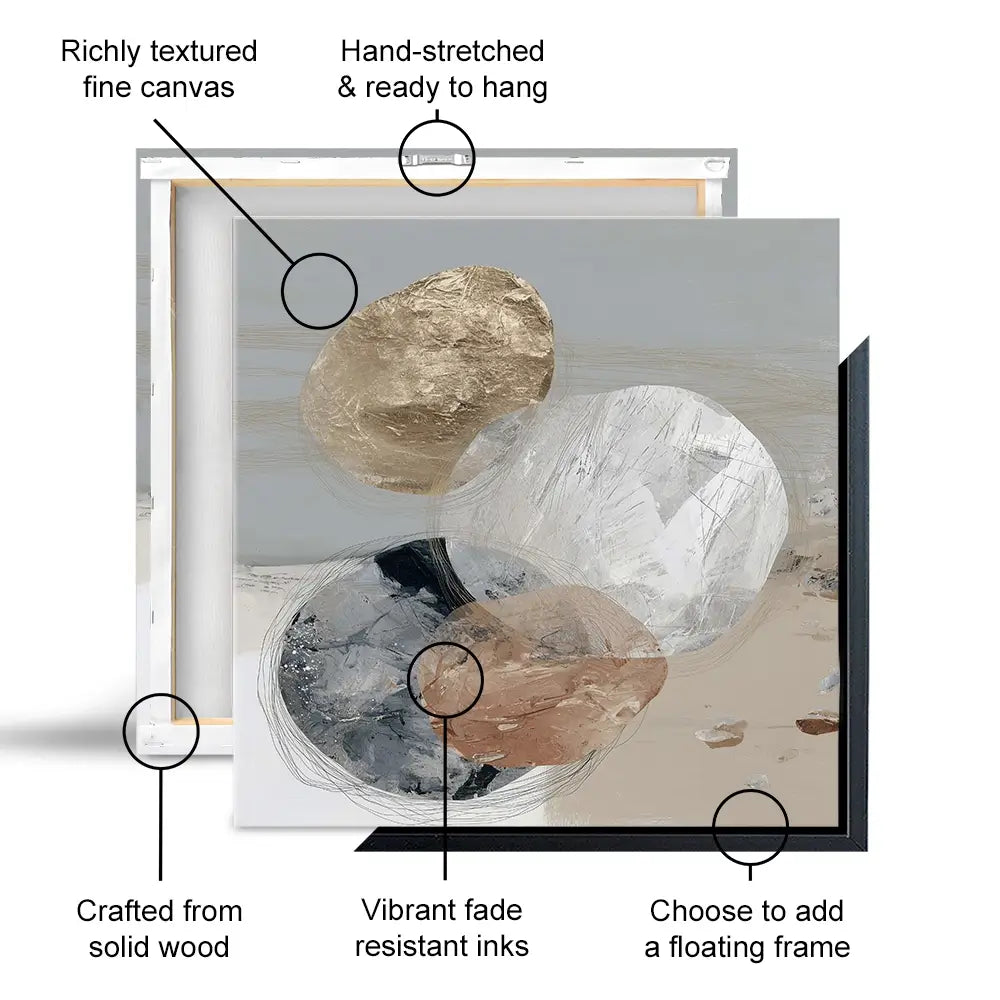 Stone Cluster Soft Square Canvas Print Stone Cluster Soft Square Canvas Print wall art product Chromatic Storm Studio