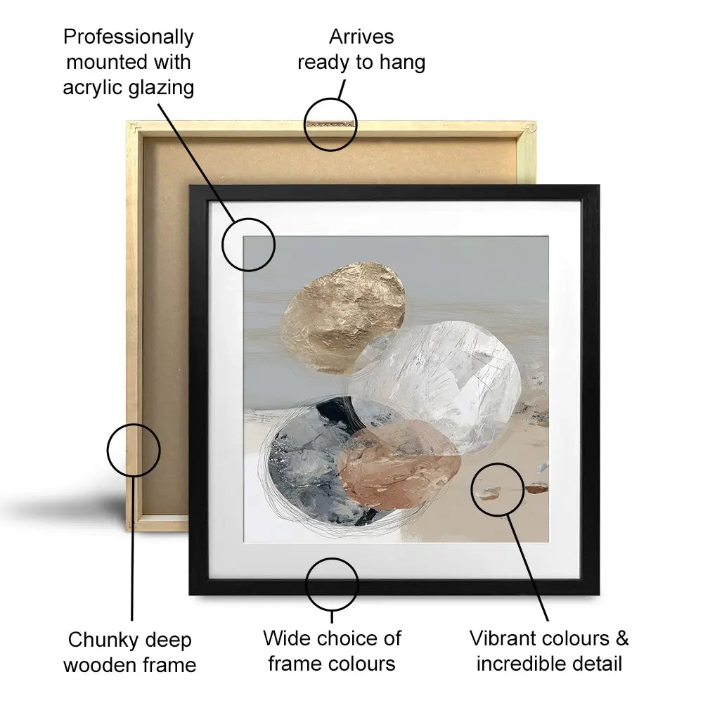 Stone Cluster Soft Square Framed Art Print Stone Cluster Soft Square Framed Art Print wall art product Chromatic Storm Studio