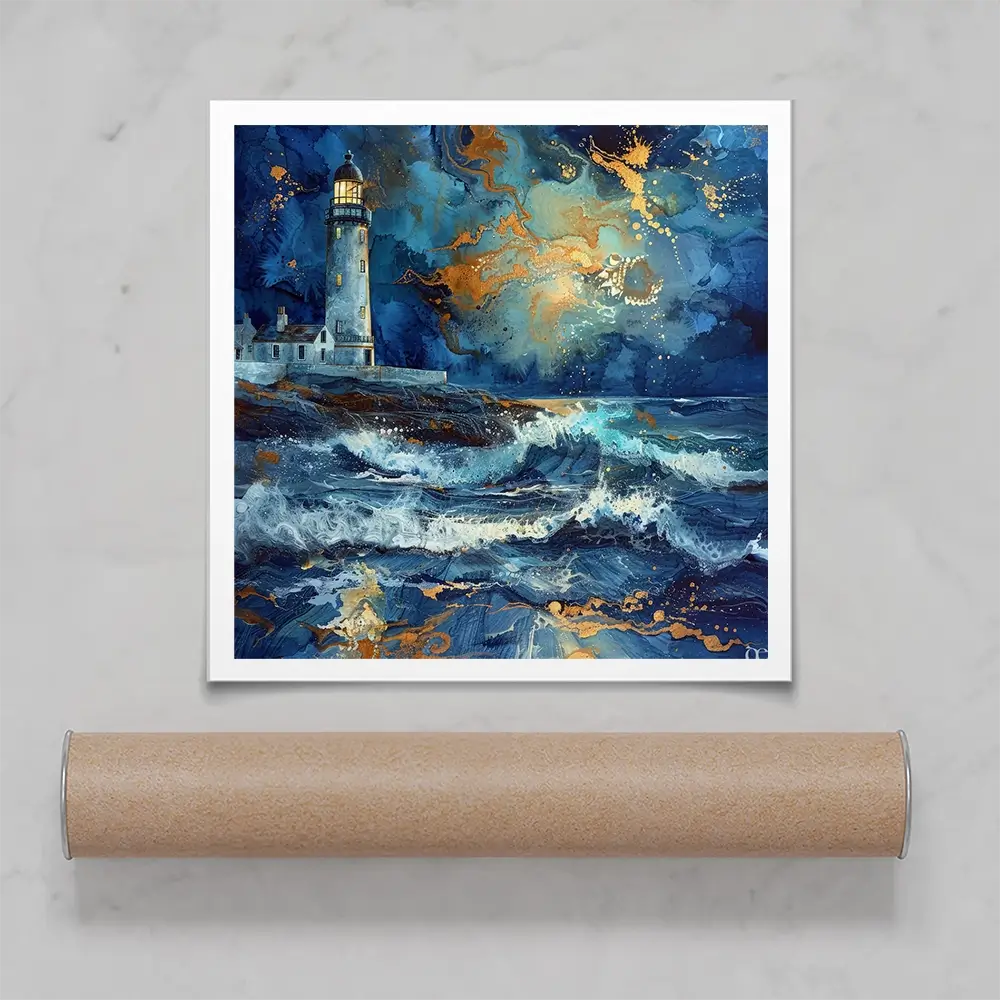 Stormy Lighthouse Square Art Print Stormy Lighthouse Square Art Print wall art product David Alexander Elder