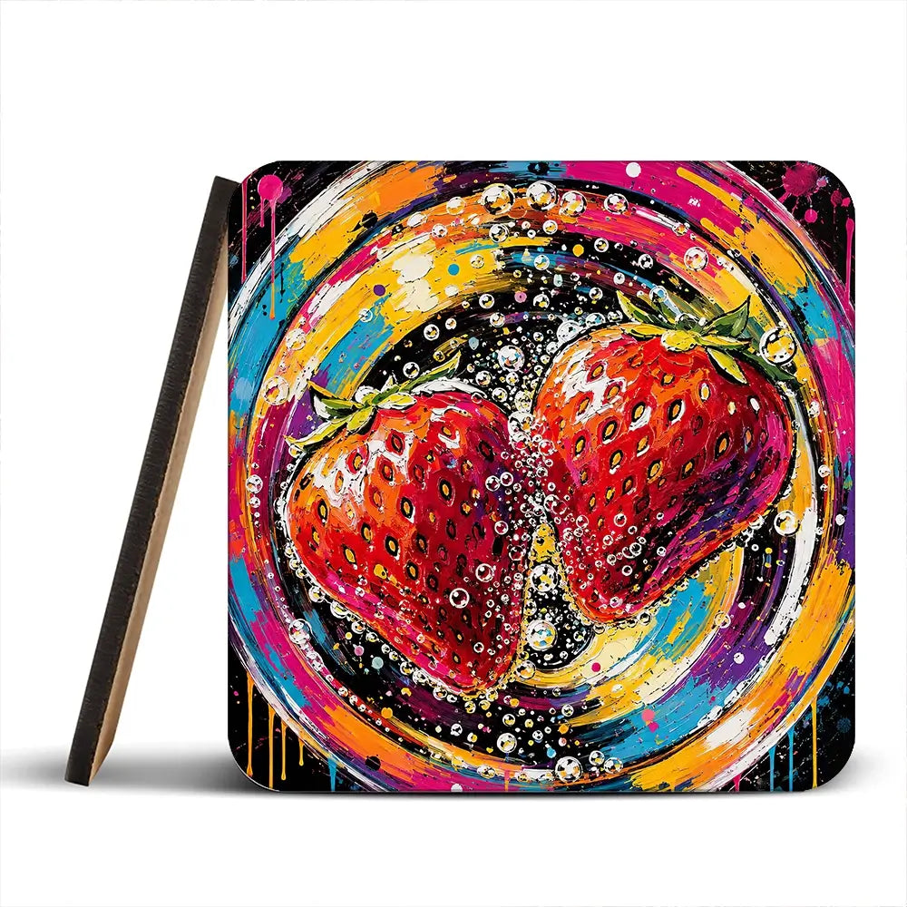 Strawberry Sparkler Cocktail Coaster Set Strawberry Sparkler Cocktail Coaster Set wall art product David Alexander Elder