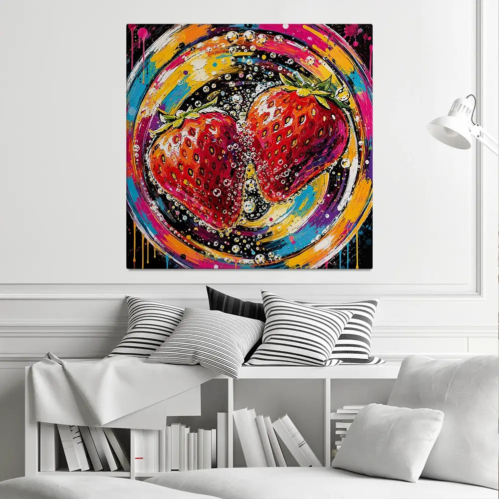 Strawberry Sparkler Cocktail Square Canvas Print Strawberry Sparkler Cocktail Square Canvas Print wall art product David Alexander Elder