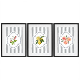 Striped Fruits Framed Art Print Trio Striped Fruits Framed Art Print Trio wall art product IAmHomeStudio