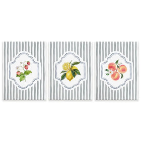 Striped Fruits Trio Canvas Print Striped Fruits Trio Canvas Print wall art product IAmHomeStudio
