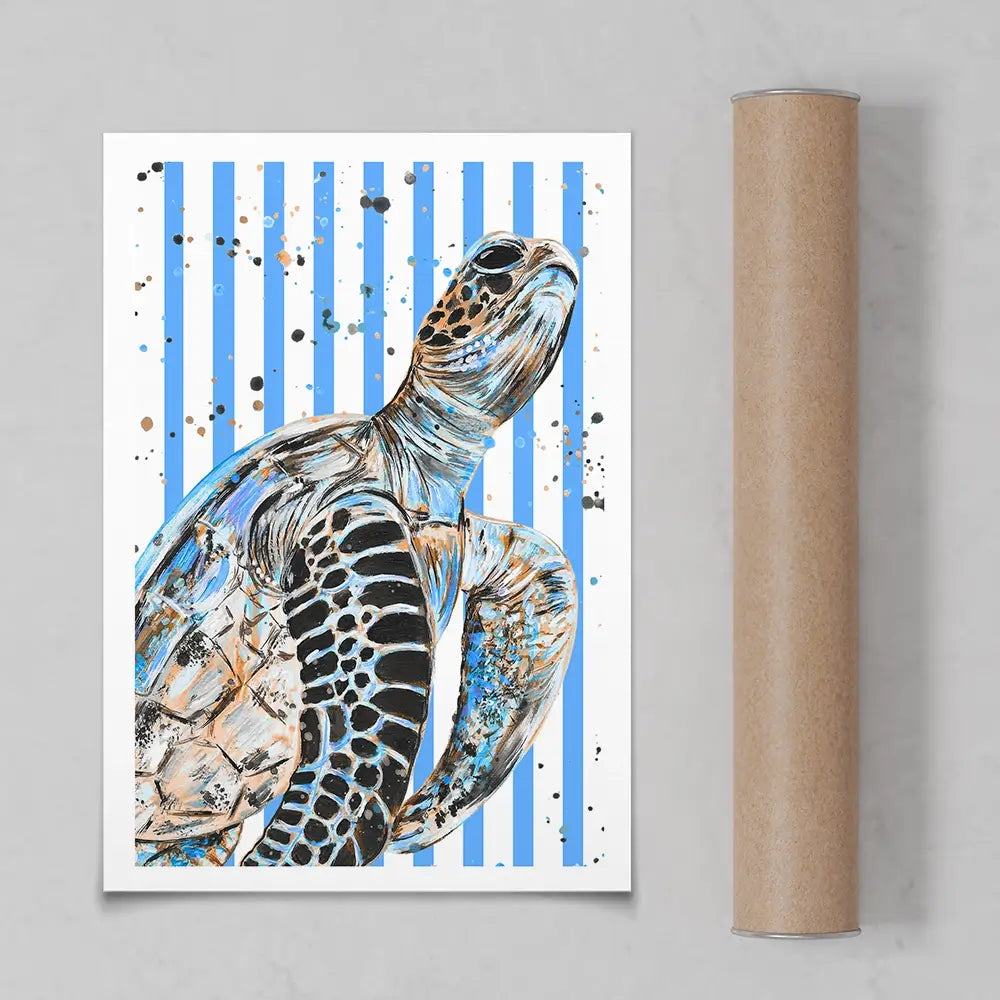 Striped Seaturtle Art Print Striped Seaturtle Art Print wall art product Emma LC Art