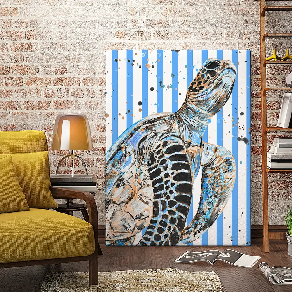 Striped Seaturtle Canvas Print Striped Seaturtle Canvas Print wall art product Emma LC Art