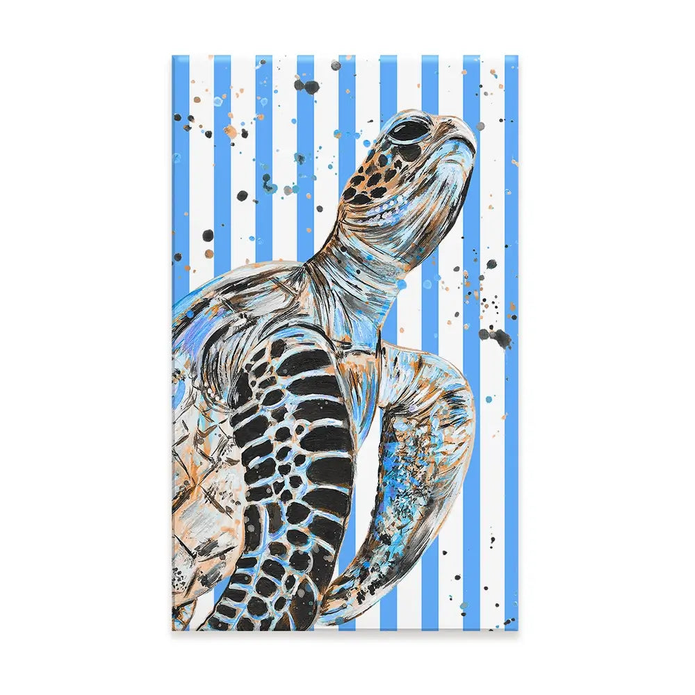 Striped Seaturtle Canvas Print Striped Seaturtle Canvas Print wall art product Emma LC Art