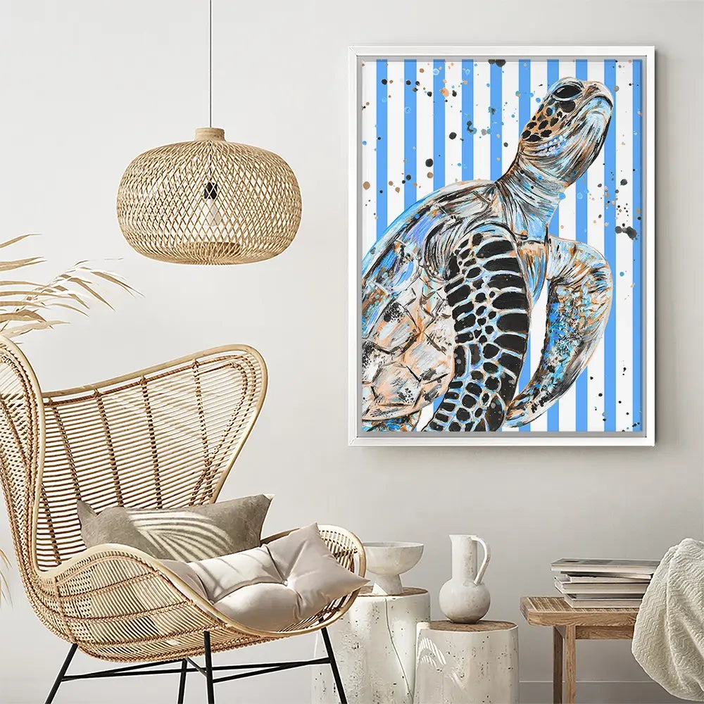 Striped Seaturtle Canvas Print Striped Seaturtle Canvas Print wall art product Emma LC Art