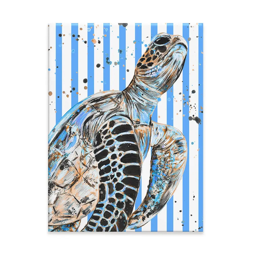 Striped Seaturtle Canvas Print Striped Seaturtle Canvas Print wall art product Emma LC Art
