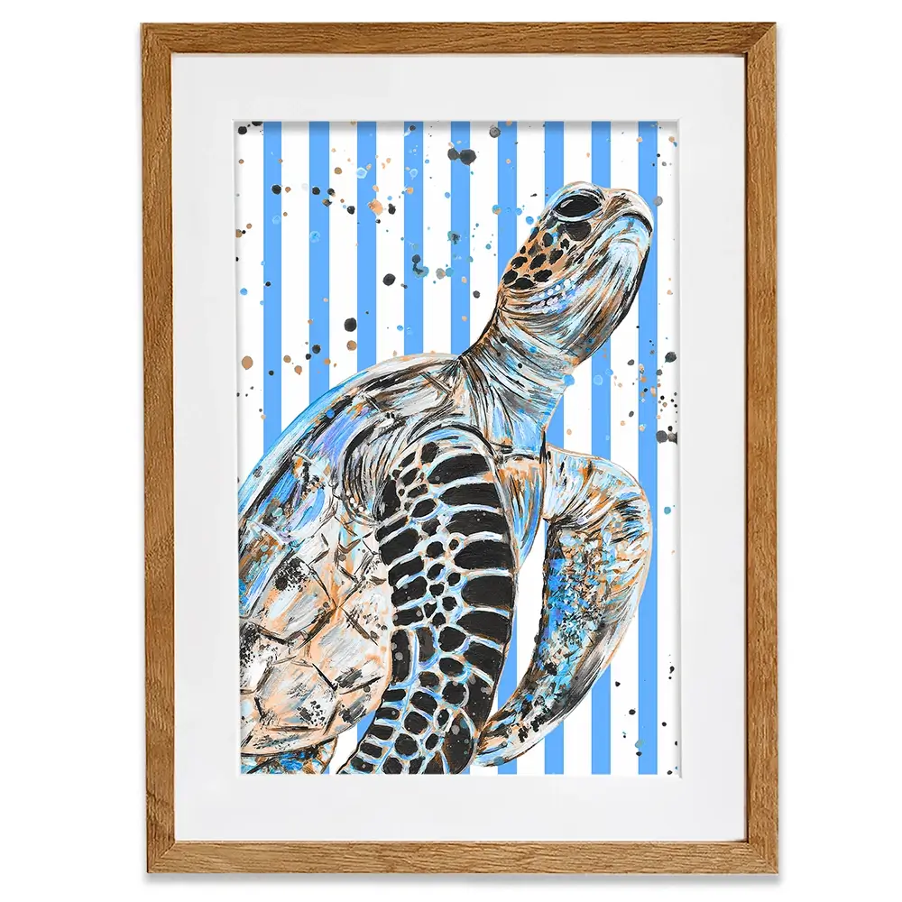 Striped Seaturtle Framed Art Print Striped Seaturtle Framed Art Print wall art product Emma LC Art