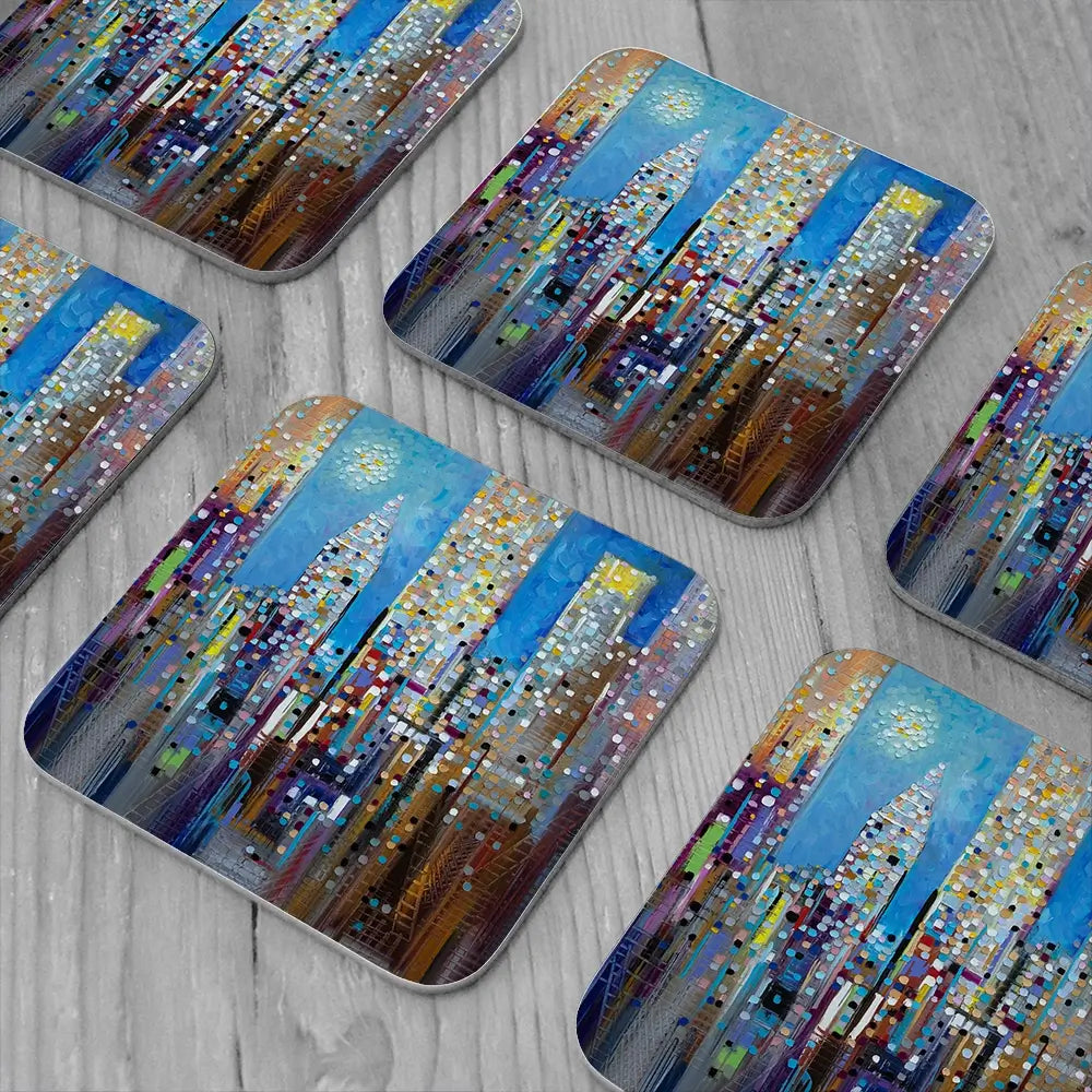 Sun Over The City Coaster Set Sun Over The City Coaster Set wall art product Ekaterina Ermilkina