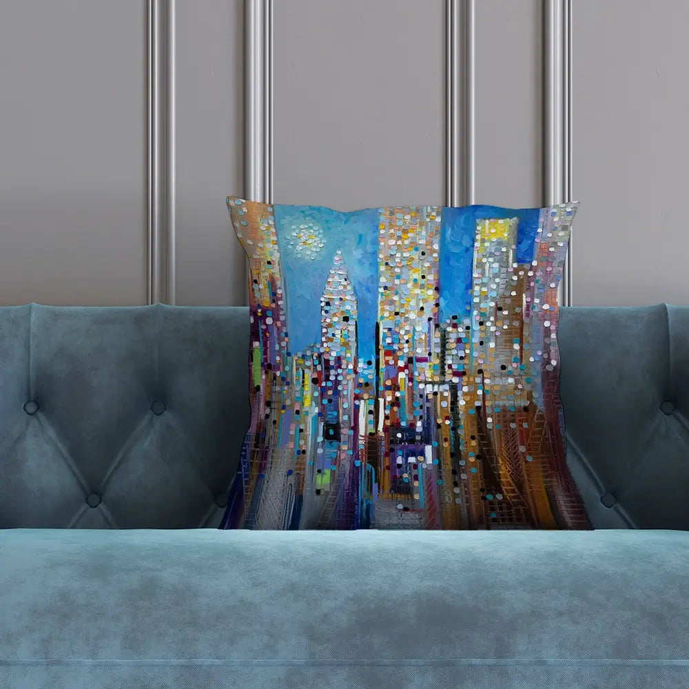 Sun Over The City Cushion Sun Over The City Cushion wall art product Ekaterina Ermilkina