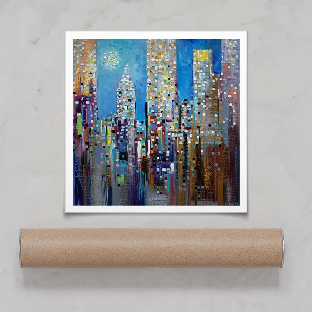 Sun Over The City Square Art Print Sun Over The City Square Art Print wall art product Ekaterina Ermilkina