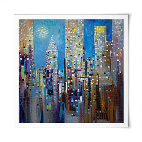 Sun Over The City Square Art Print Sun Over The City Square Art Print wall art product Ekaterina Ermilkina