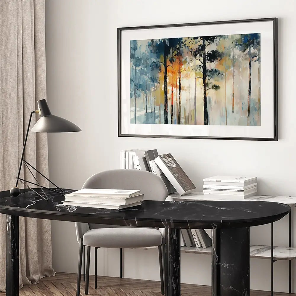 Sun Rays Through The Trees Framed Art Print Sun Rays Through The Trees Framed Art Print wall art product Leon Devenice