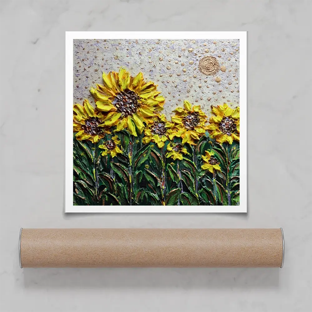 Sun Shining Sunflowers Square Art Print Sun Shining Sunflowers Square Art Print wall art product Nada Khatib
