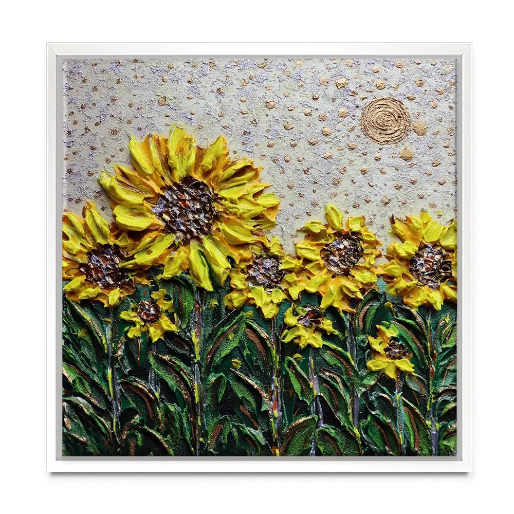 Sun Shining Sunflowers Square Canvas Print Sun Shining Sunflowers Square Canvas Print wall art product Nada Khatib