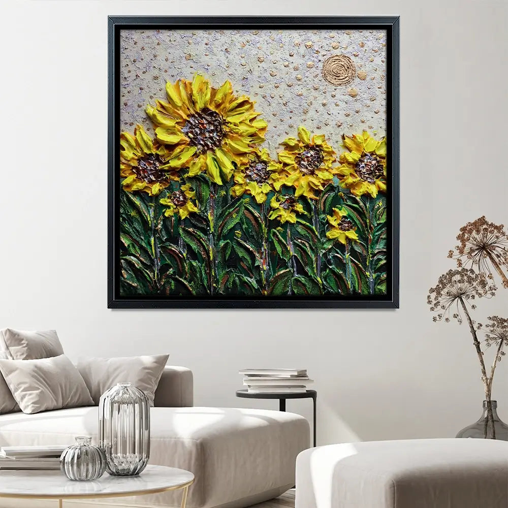 Sun Shining Sunflowers Square Canvas Print Sun Shining Sunflowers Square Canvas Print wall art product Nada Khatib