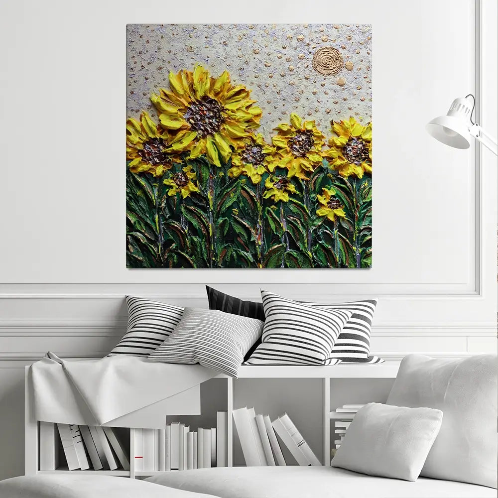 Sun Shining Sunflowers Square Canvas Print Sun Shining Sunflowers Square Canvas Print wall art product Nada Khatib