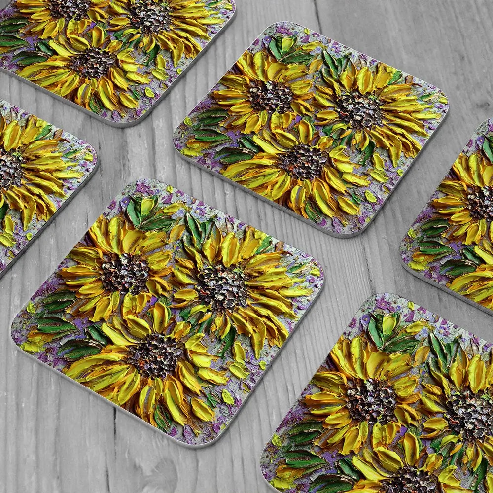 Sunflower Burst Coaster Set Sunflower Burst Coaster Set wall art product Nada Khatib