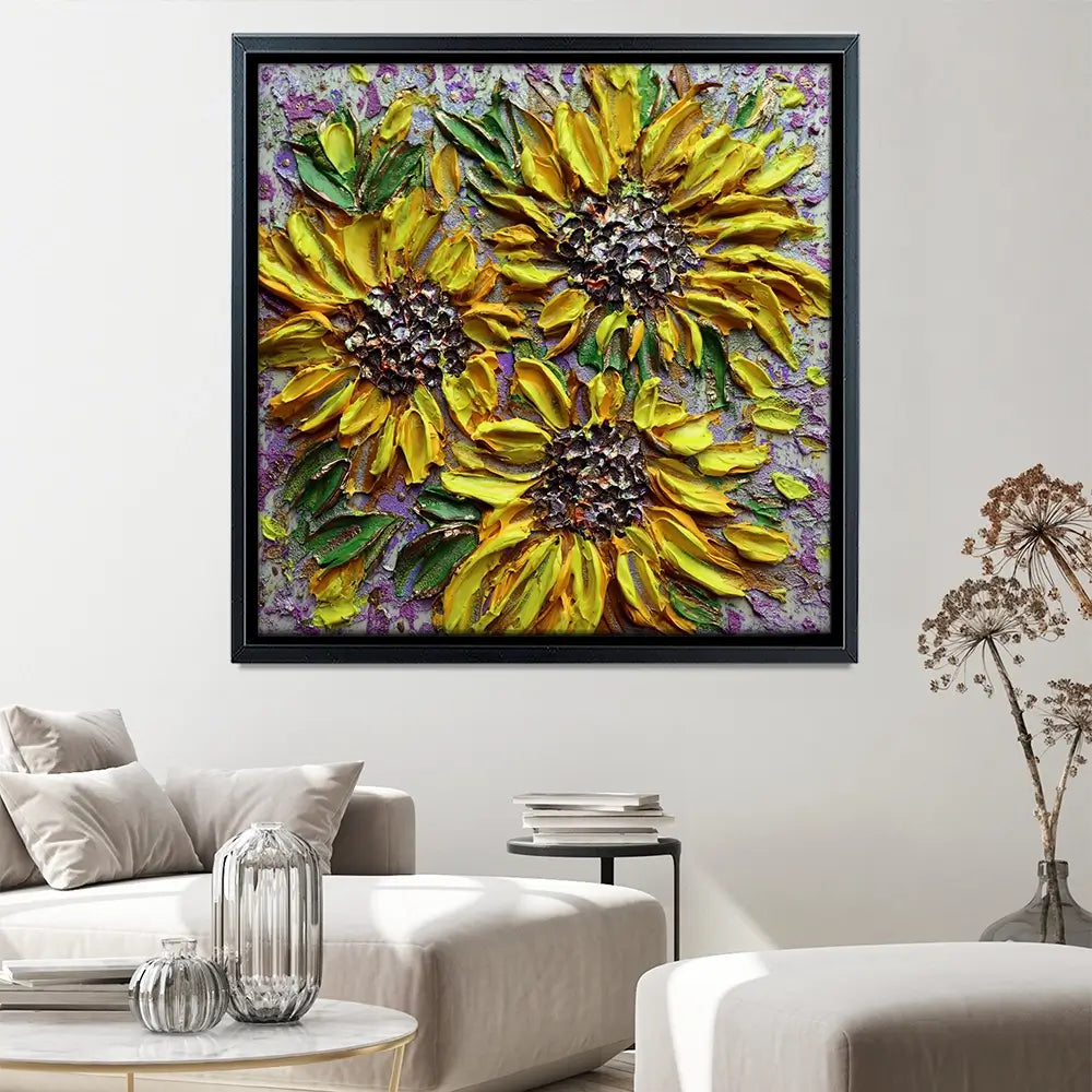 Sunflower Burst Square Canvas Print Sunflower Burst Square Canvas Print wall art product Nada Khatib