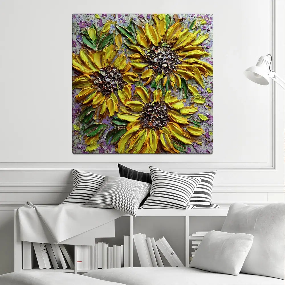 Sunflower Burst Square Canvas Print Sunflower Burst Square Canvas Print wall art product Nada Khatib