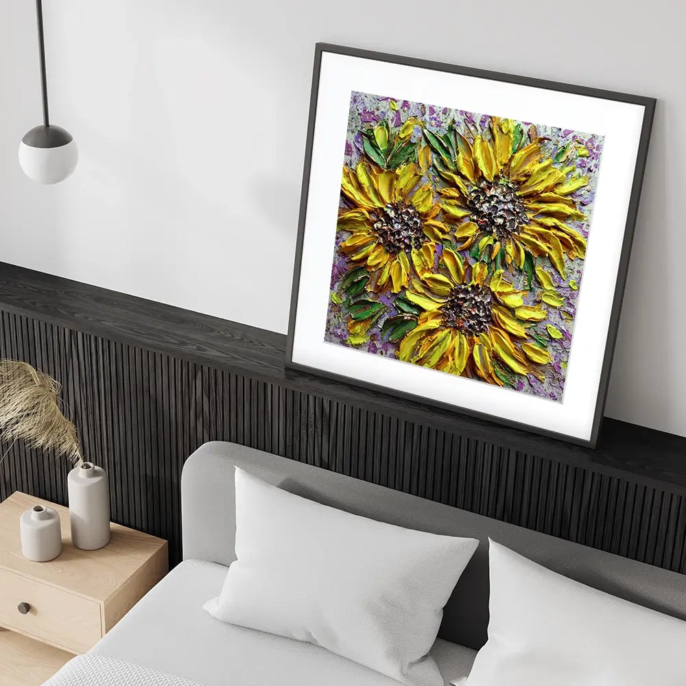 Sunflower Burst Square Framed Art Print Sunflower Burst Square Framed Art Print wall art product Nada Khatib