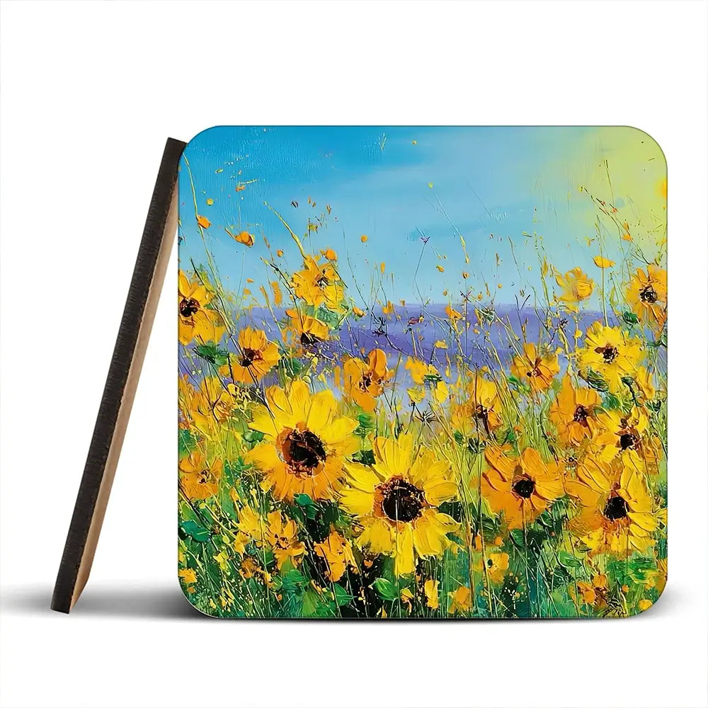 Sunflower Field Explosion Coaster Set Sunflower Field Explosion Coaster Set wall art product Art Print Shop
