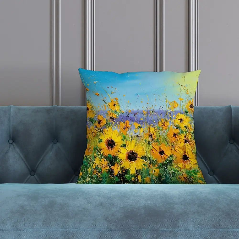 Sunflower Field Explosion Cushion Sunflower Field Explosion Cushion wall art product Art Print Shop
