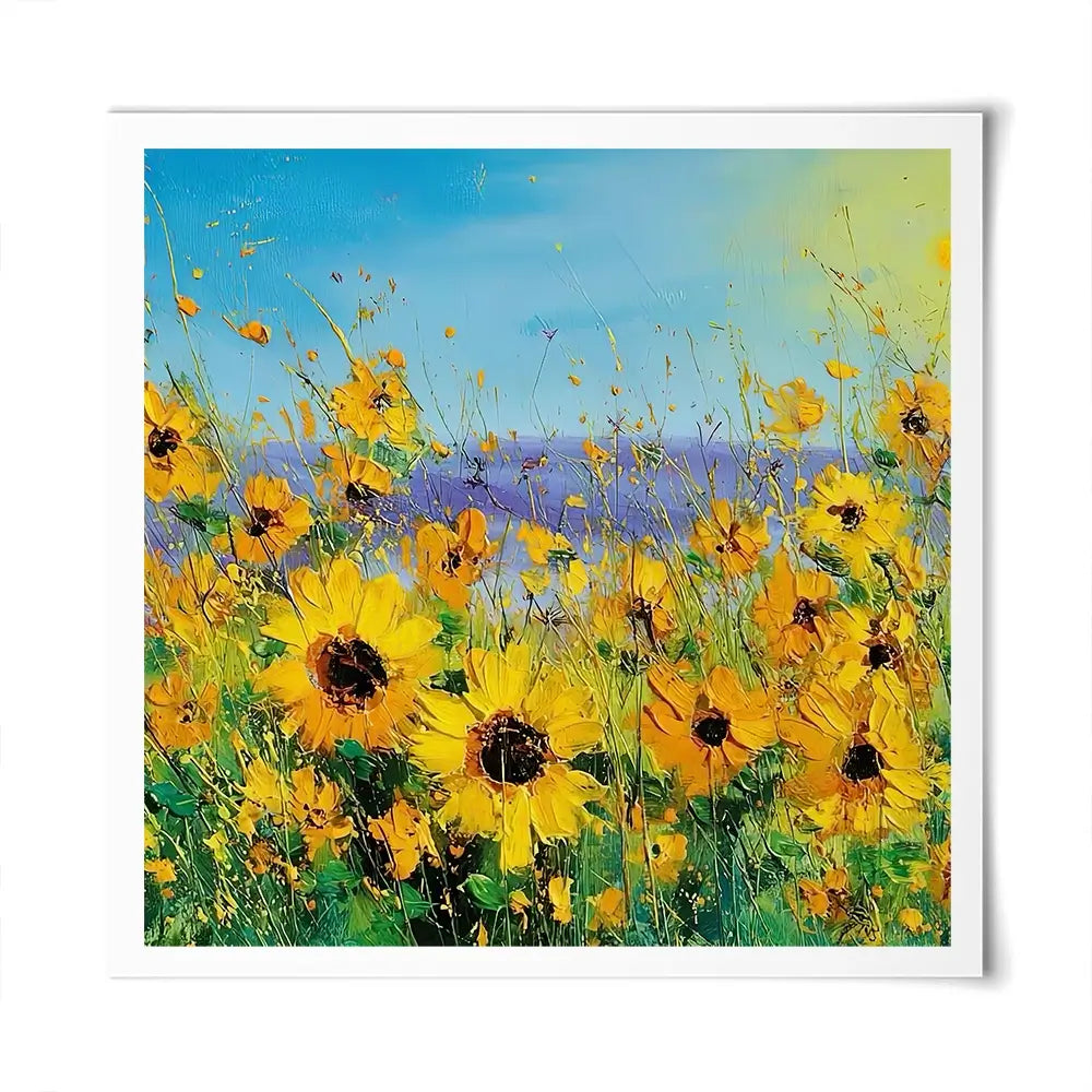Sunflower Field Explosion Square Art Print Sunflower Field Explosion Square Art Print wall art product Art Print Shop