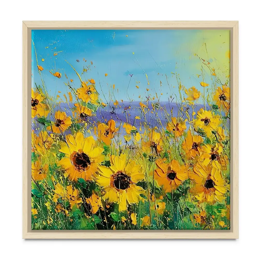 Sunflower Field Explosion Square Canvas Print Sunflower Field Explosion Square Canvas Print wall art product Art Print Shop