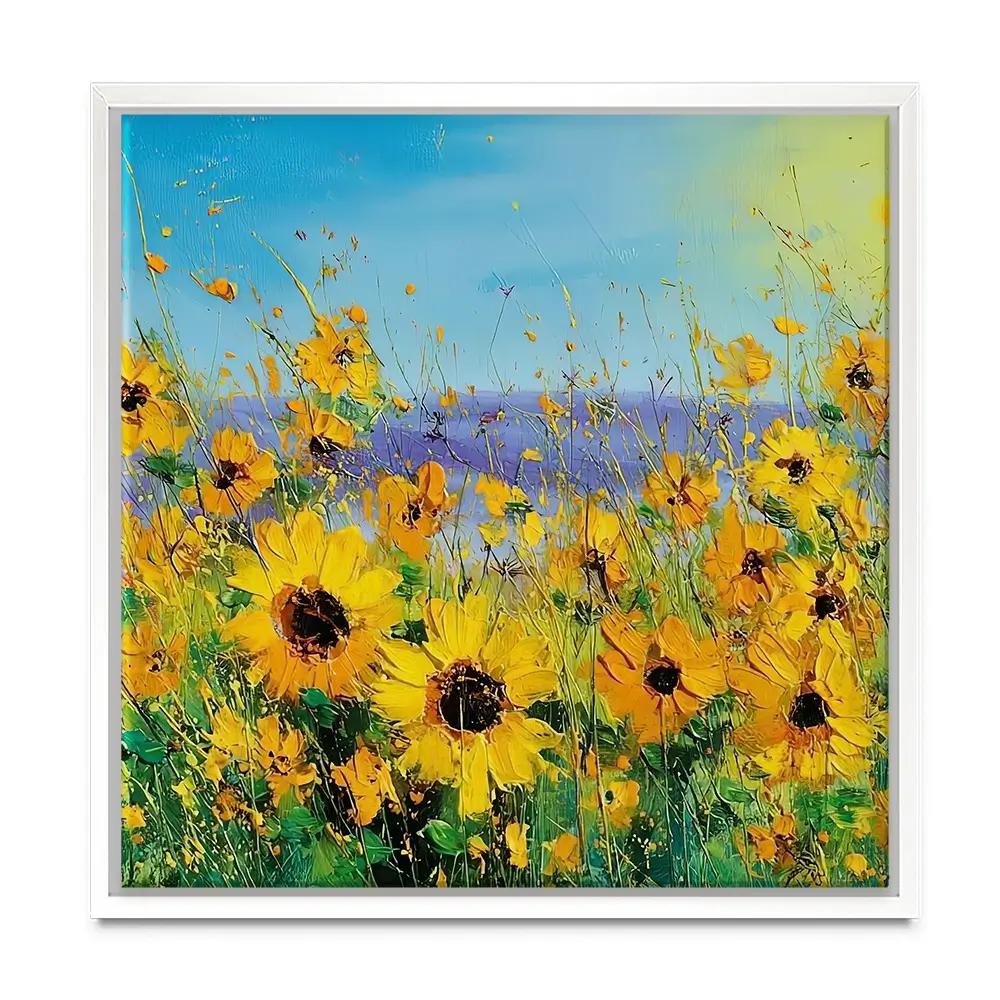 Sunflower Field Explosion Square Canvas Print Sunflower Field Explosion Square Canvas Print wall art product Art Print Shop