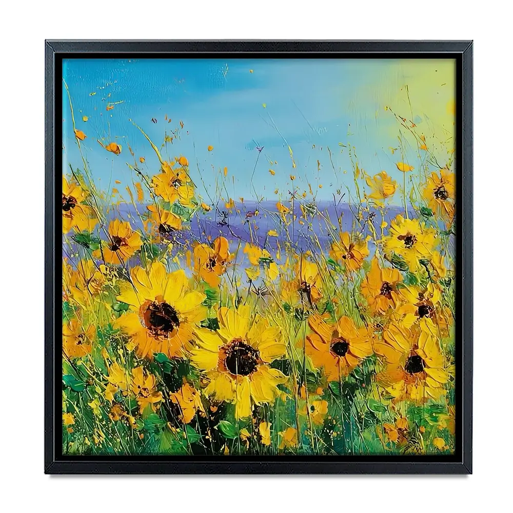 Sunflower Field Explosion Square Canvas Print Sunflower Field Explosion Square Canvas Print wall art product Art Print Shop
