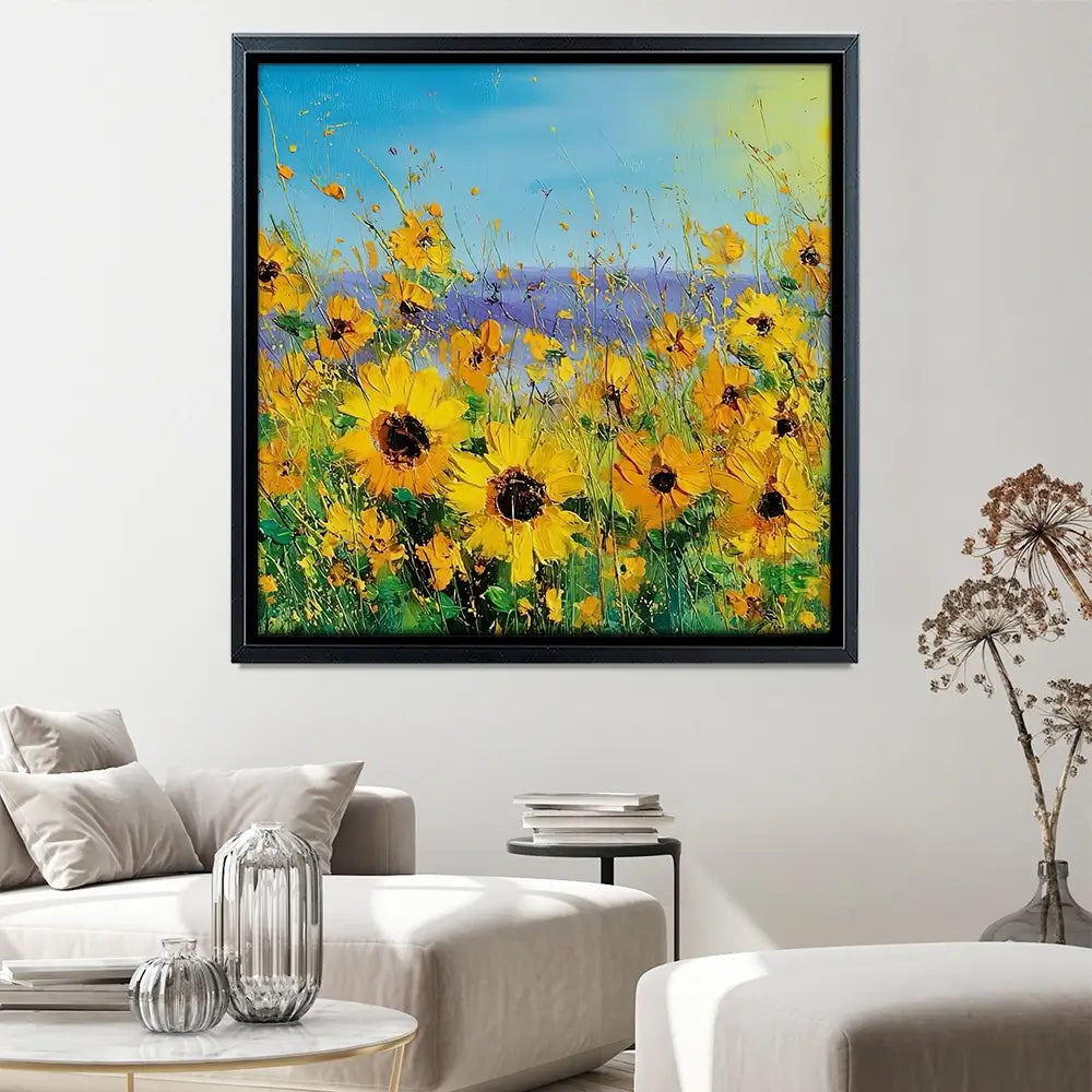 Sunflower Field Explosion Square Canvas Print Sunflower Field Explosion Square Canvas Print wall art product Art Print Shop
