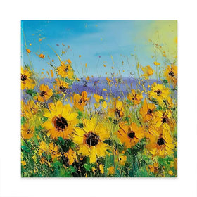 Sunflower Field Explosion Square Canvas Print Sunflower Field Explosion Square Canvas Print wall art product Art Print Shop