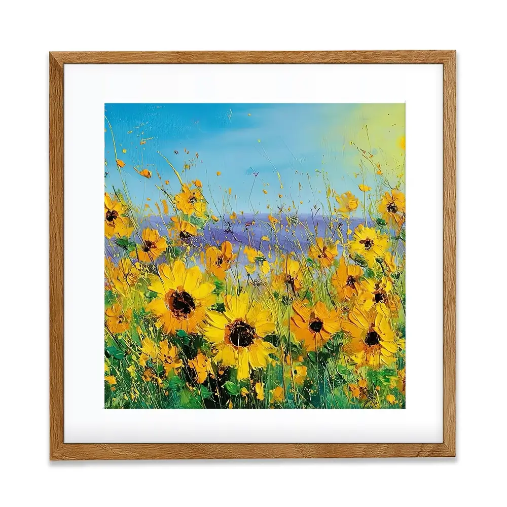 Sunflower Field Explosion Square Framed Art Print Sunflower Field Explosion Square Framed Art Print wall art product Art Print Shop