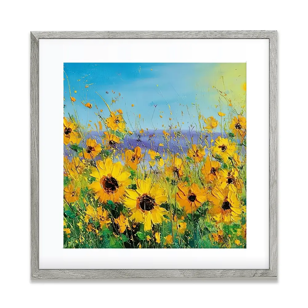 Sunflower Field Explosion Square Framed Art Print Sunflower Field Explosion Square Framed Art Print wall art product Art Print Shop