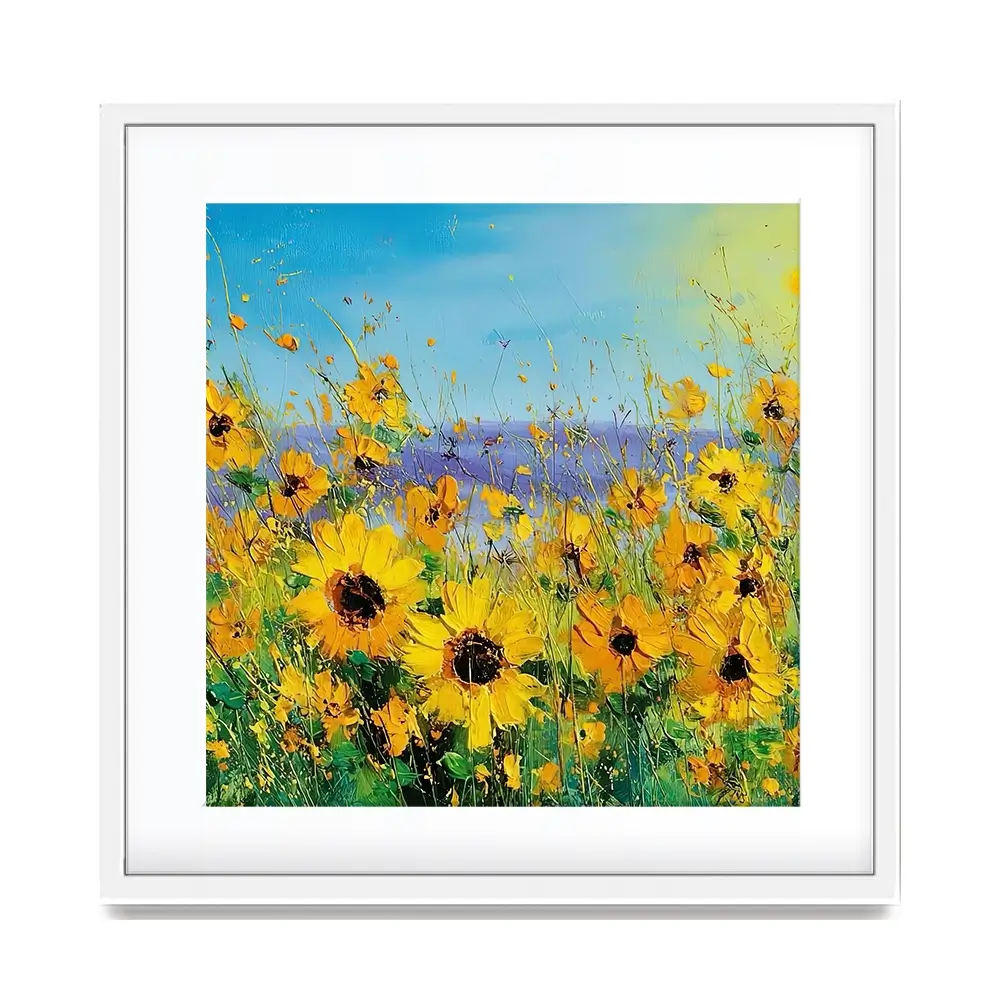 Sunflower Field Explosion Square Framed Art Print Sunflower Field Explosion Square Framed Art Print wall art product Art Print Shop