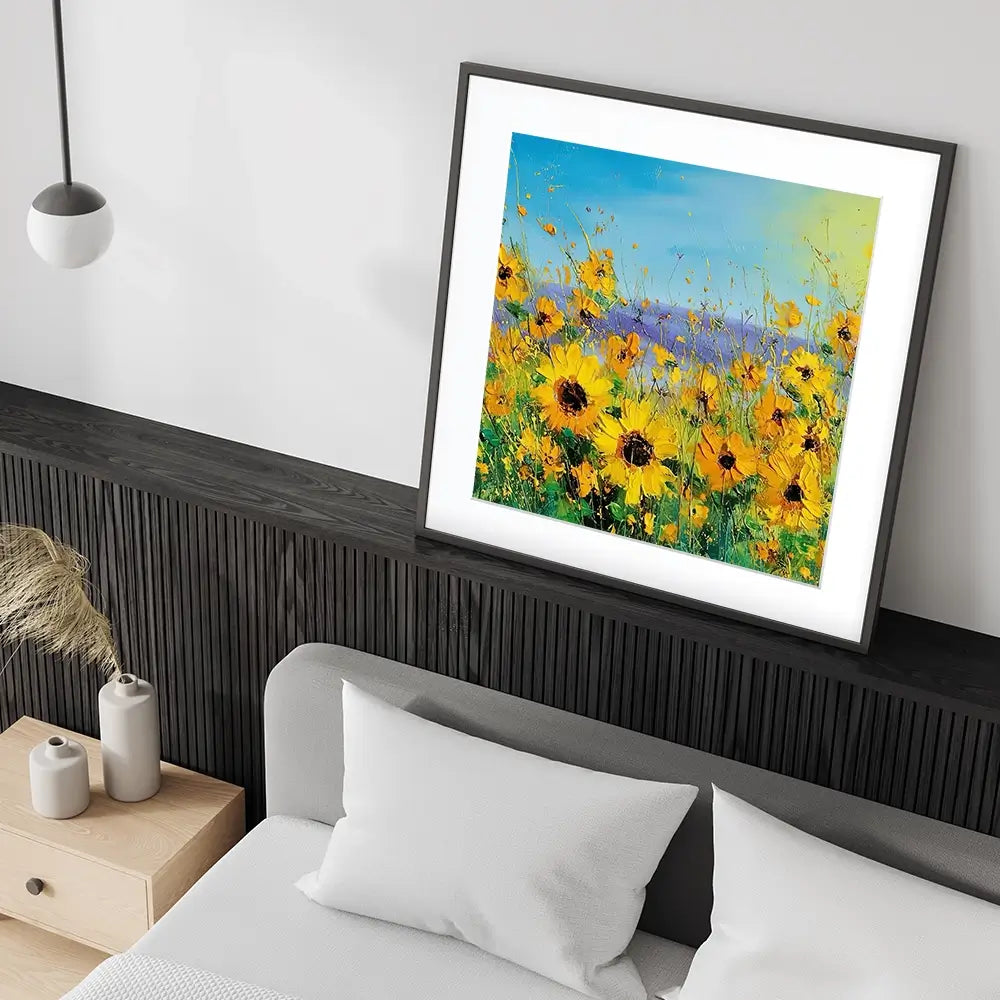 Sunflower Field Explosion Square Framed Art Print Sunflower Field Explosion Square Framed Art Print wall art product Art Print Shop