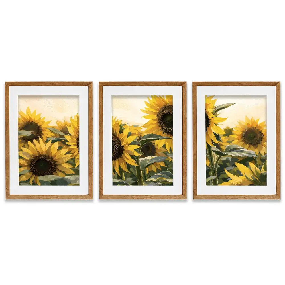 Sunflower Gathering Framed Art Print Trio Sunflower Gathering Framed Art Print Trio wall art product IAmHomeStudio