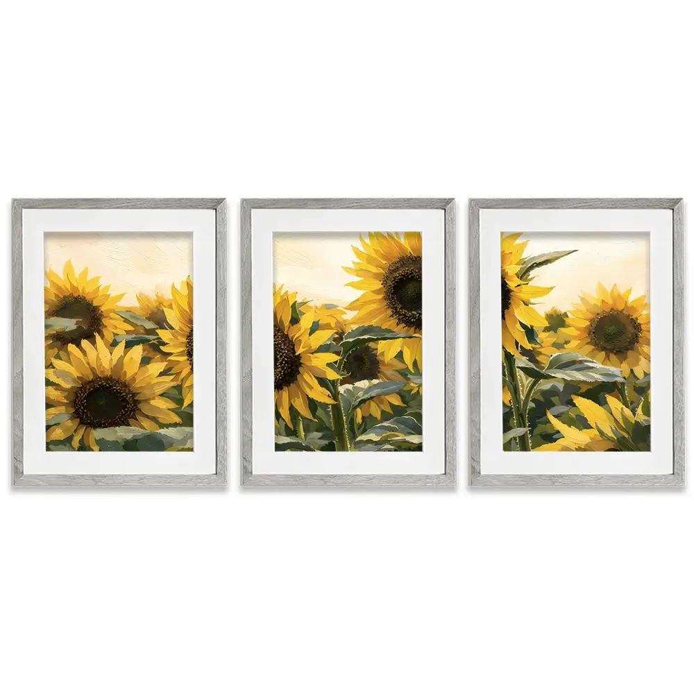 Sunflower Gathering Framed Art Print Trio Sunflower Gathering Framed Art Print Trio wall art product IAmHomeStudio