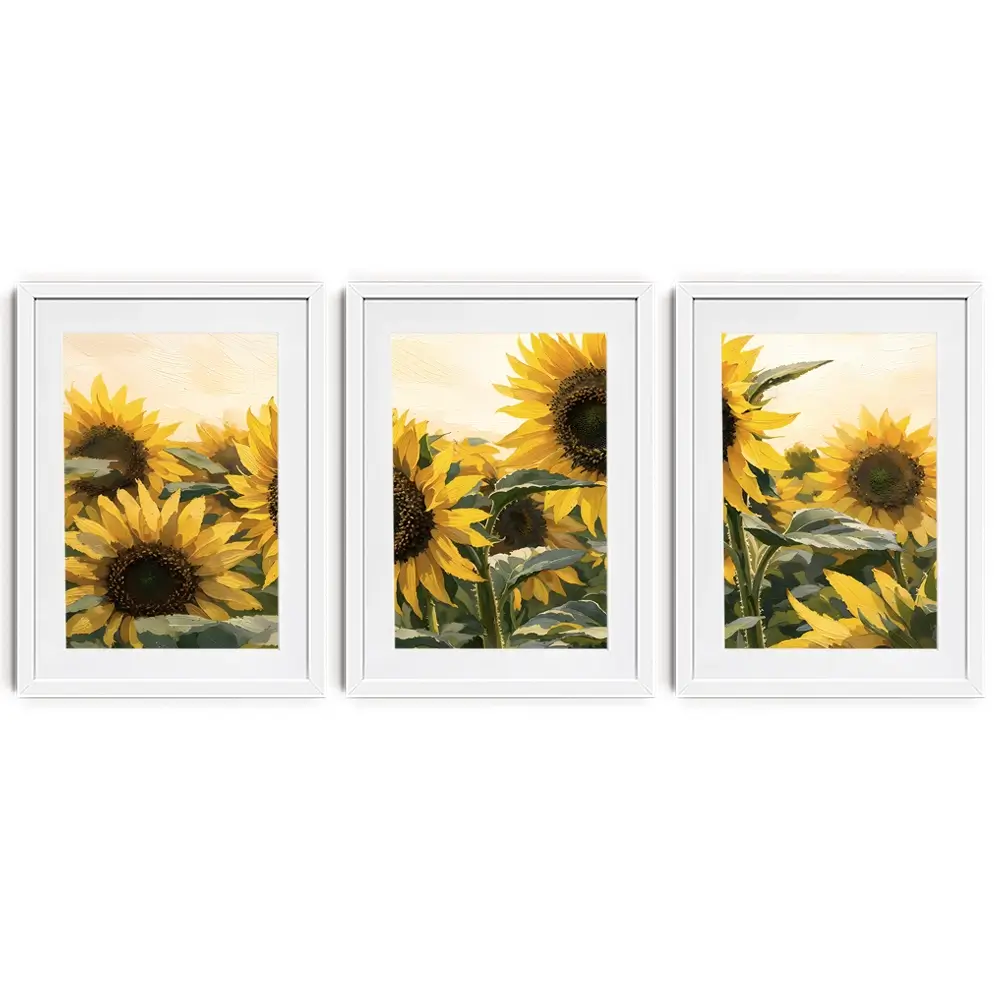 Sunflower Gathering Framed Art Print Trio Sunflower Gathering Framed Art Print Trio wall art product IAmHomeStudio