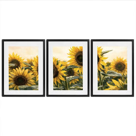 Sunflower Gathering Framed Art Print Trio Sunflower Gathering Framed Art Print Trio wall art product IAmHomeStudio