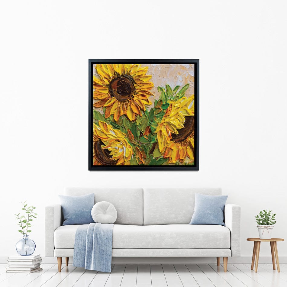 Sunflowers Warmth Square Canvas Print wall art product Olga Tkachyk
