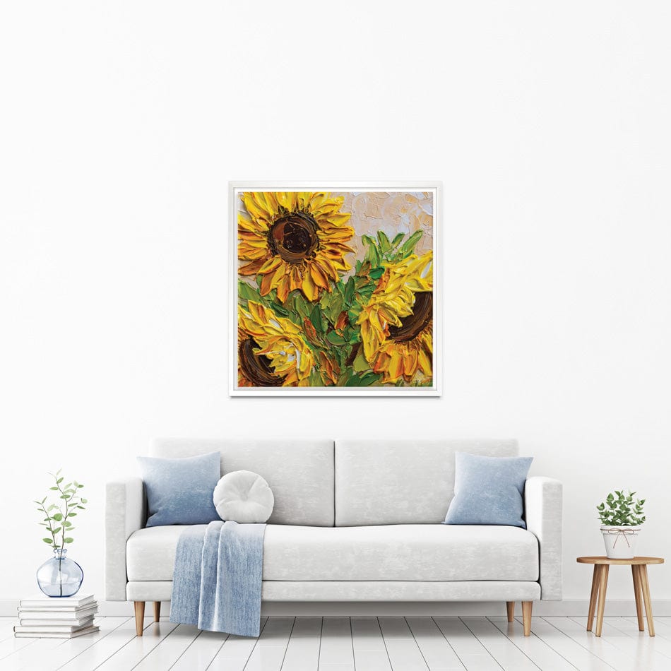 Sunflowers Warmth Square Canvas Print wall art product Olga Tkachyk
